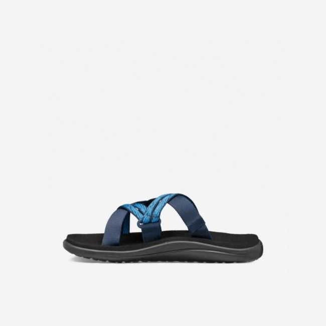 Black / Blue Teva Voya Slide Women's Flip Flops | FSNLBB9