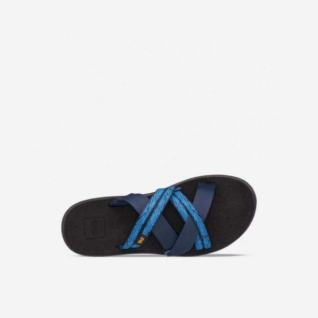 Black / Blue Teva Voya Slide Women's Flip Flops | FSNLBB9