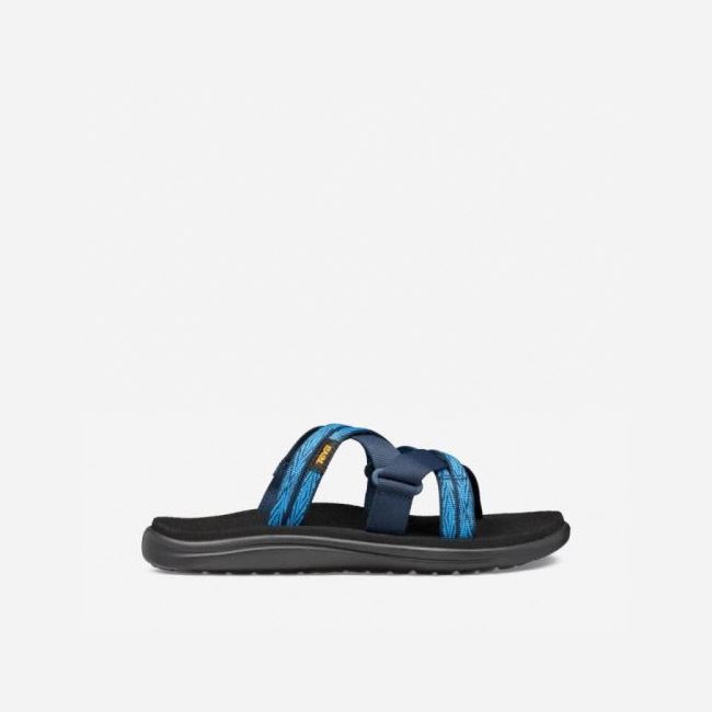 Black / Blue Teva Voya Slide Women\'s Flip Flops | FSNLBB9