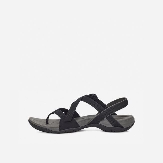 Black Teva Ascona Cross Strap Women's Sandals | VBLI6HD