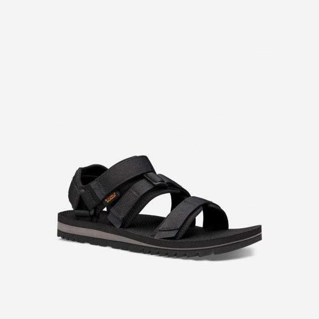 Black Teva Cross Strap Trail Men's Sandals | SXW5YSM