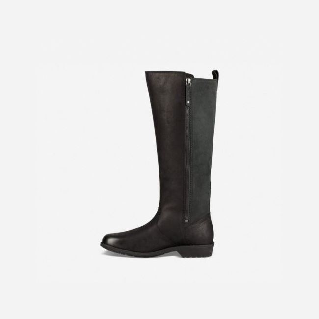 Black Teva Ellery Tall Waterproof Women's Boots | 3H6JQY6