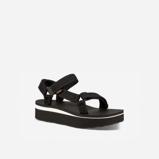 Black Teva Flatform Universal Mesh Print Women's Sandals | 4Y8QGRW