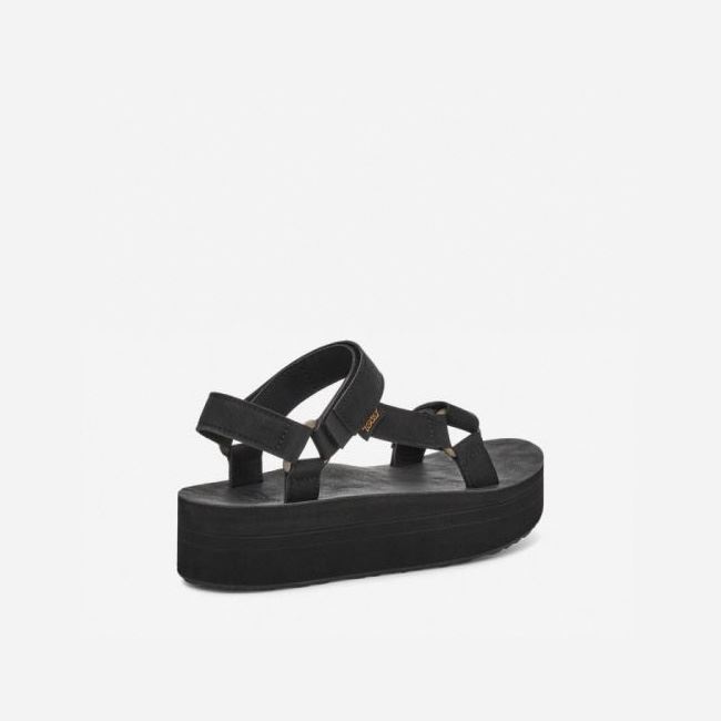 Black Teva Flatform Universal Up Leather Women's Sandals | DUHOEVY