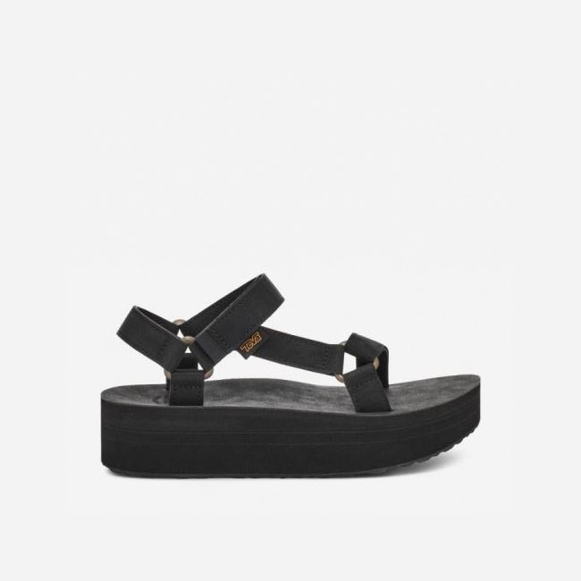 Black Teva Flatform Universal Up Leather Women\'s Sandals | DUHOEVY