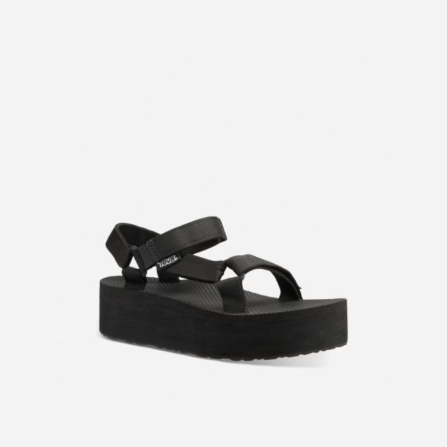 Black Teva Flatform Universal Women's Flatforms | KQIJZZM