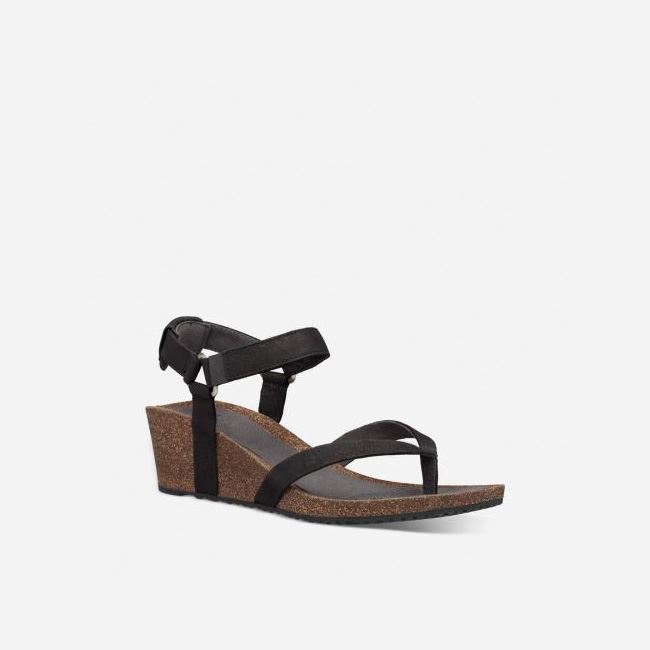 Black Teva Mahonia Wedge Thong Women's Sandals | I5WPEOB