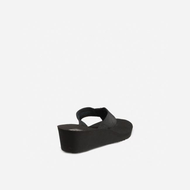 Black Teva Mush Mandalyn Wedge 2 Women's Flip Flops | 61F52J0