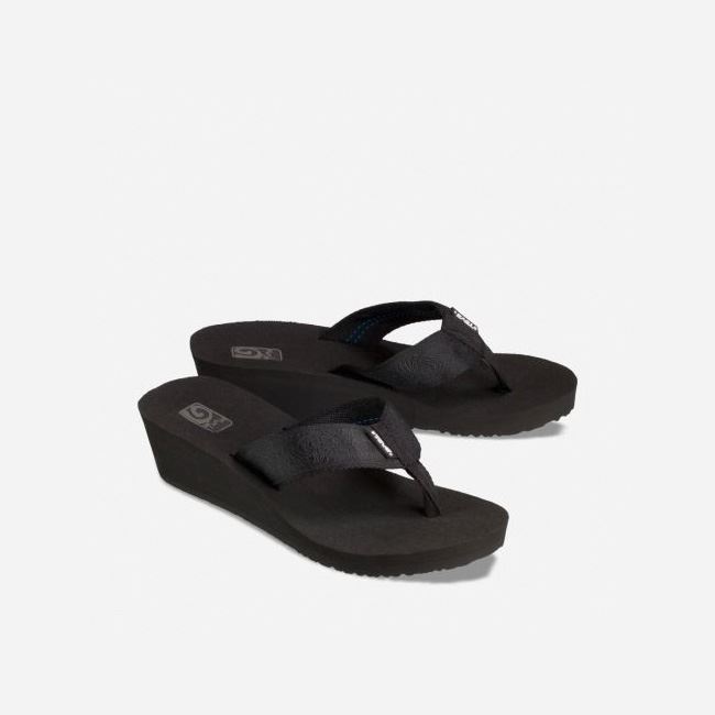 Black Teva Mush Mandalyn Wedge 2 Women's Flip Flops | 61F52J0