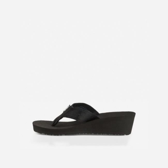 Black Teva Mush Mandalyn Wedge 2 Women's Flip Flops | D8WTEB5