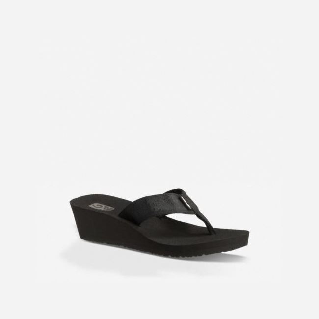 Black Teva Mush Mandalyn Wedge 2 Women's Flip Flops | D8WTEB5