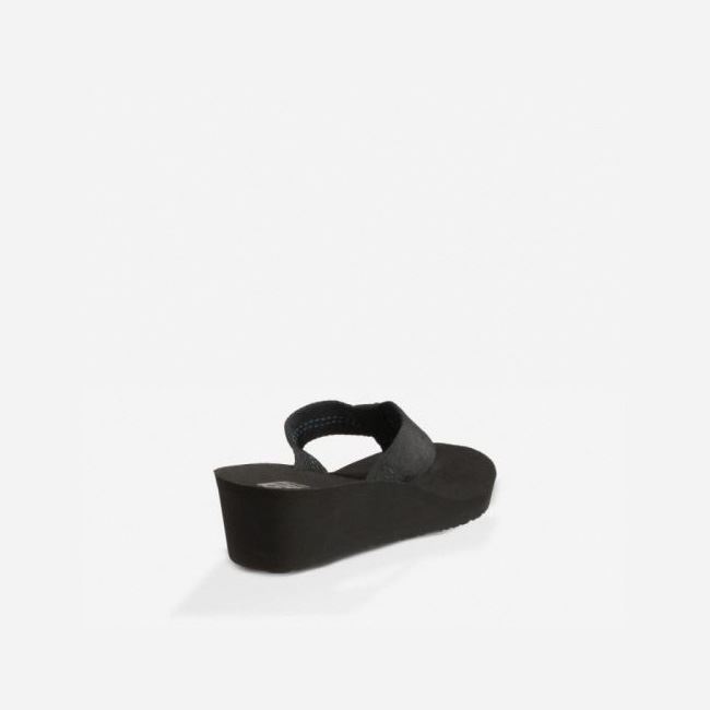 Black Teva Mush Mandalyn Wedge 2 Women's Flip Flops | D8WTEB5