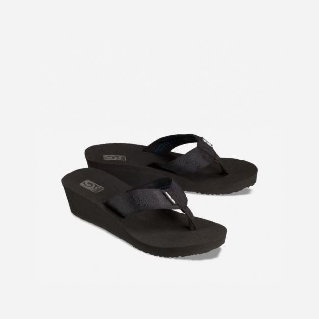 Black Teva Mush Mandalyn Wedge 2 Women's Flip Flops | D8WTEB5