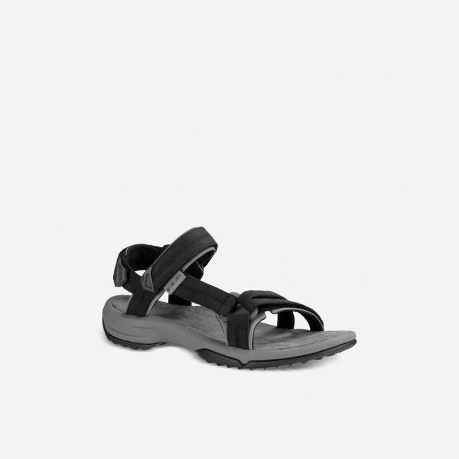 Black Teva Terra Fi Lite Leather Women's Sandals | BKI67EQ