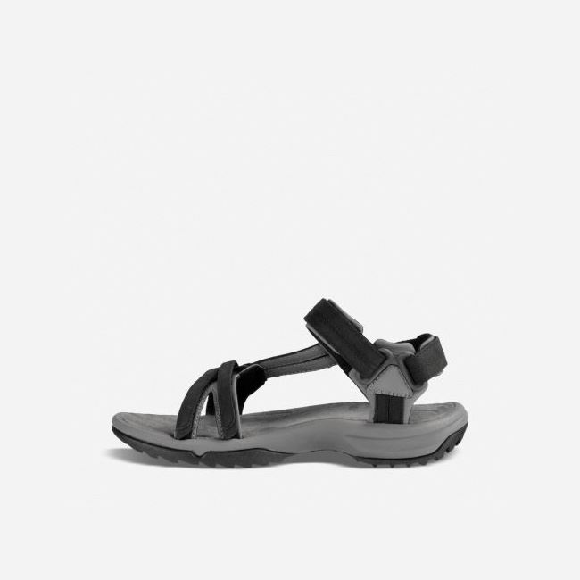 Black Teva Terra Fi Lite Leather Women's Sandals | BKI67EQ