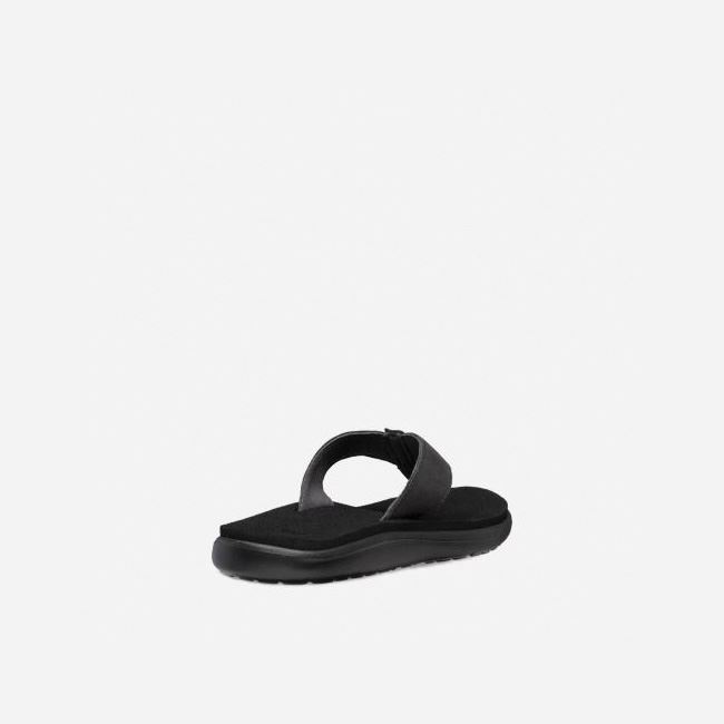 Black Teva Voya Leather Women's Flip Flops | OO6T6IV