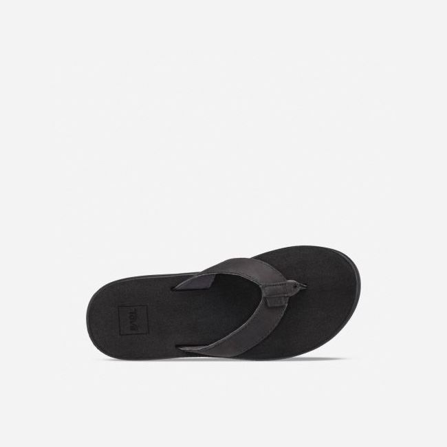 Black Teva Voya Leather Women's Flip Flops | OO6T6IV