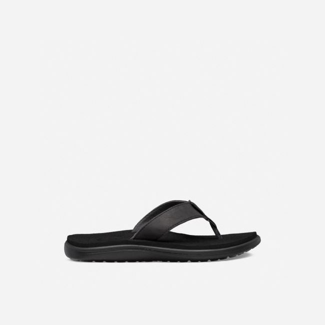 Black Teva Voya Leather Women\'s Flip Flops | OO6T6IV