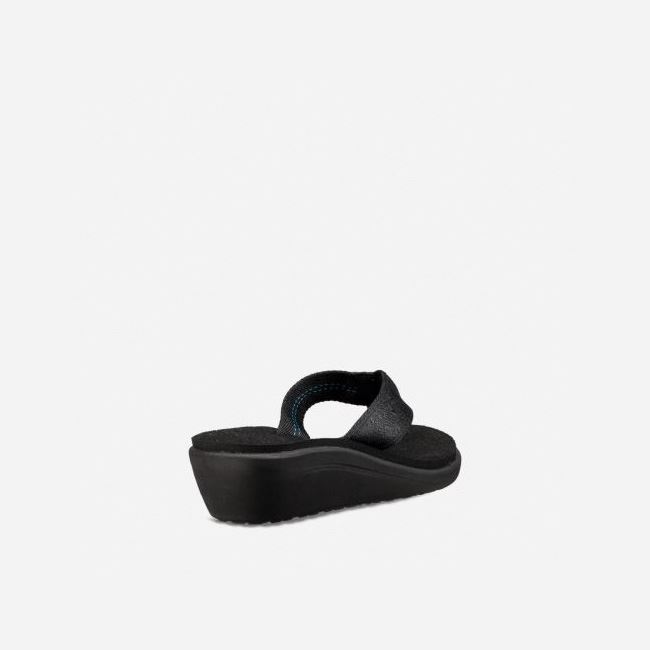 Black Teva Voya Wedge Women's Flip Flops | UMIDL5O