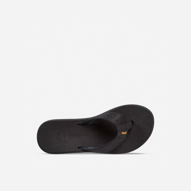 Black Teva Voya Wedge Women's Flip Flops | UMIDL5O