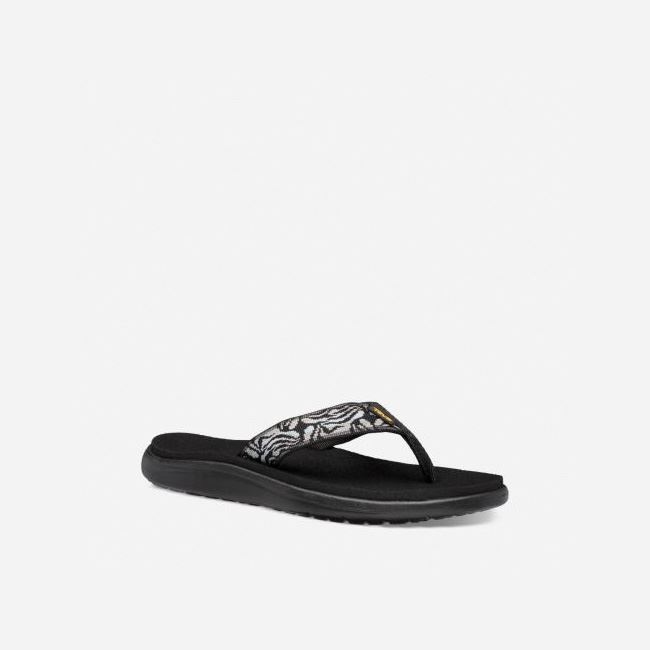 Black Teva Voya Women's Flip Flops | 5LACPUZ