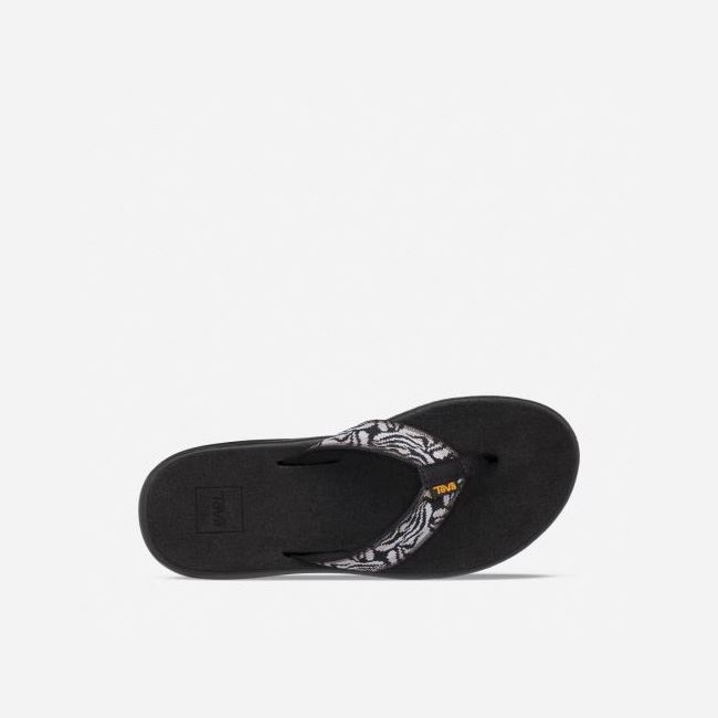 Black Teva Voya Women's Flip Flops | 5LACPUZ