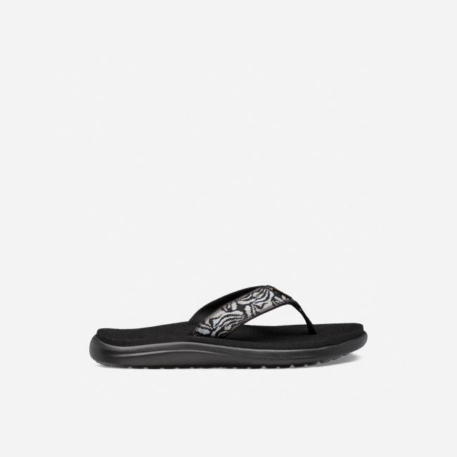 Black Teva Voya Women\'s Flip Flops | 5LACPUZ