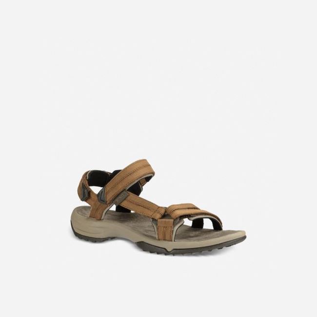 Brown Teva Terra Fi Lite Leather Women's Sandals | GB3P0T2