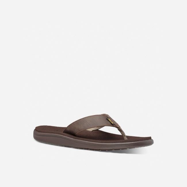 Chocolate Brown Teva Voya Flip Leather Men's Sandals | K4AGM5R