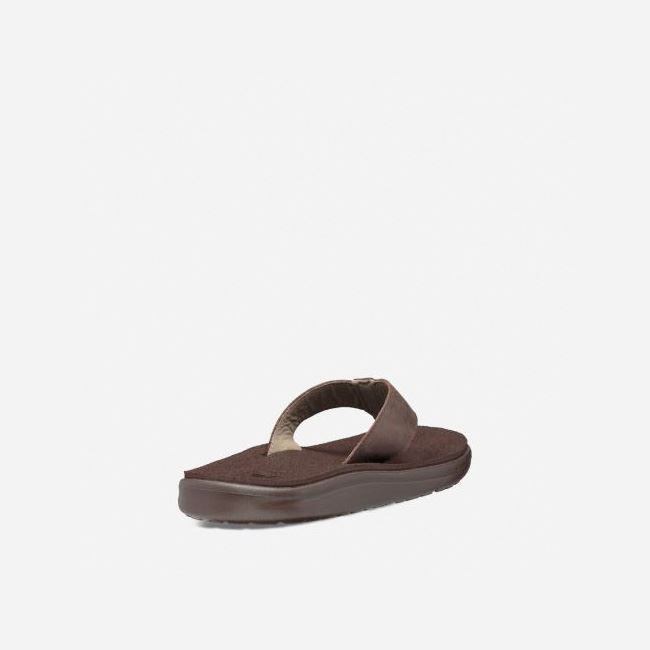 Chocolate Brown Teva Voya Flip Leather Men's Sandals | K4AGM5R