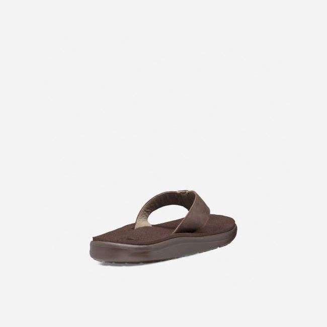 Chocolate Brown Teva Voya Leather Men's Flip Flops | YNLKSW3