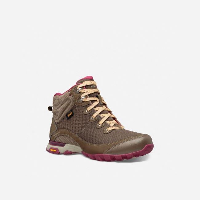 Chocolate Teva Sugarpine Mid WP Women's Lace Ups | 2HPFW9L