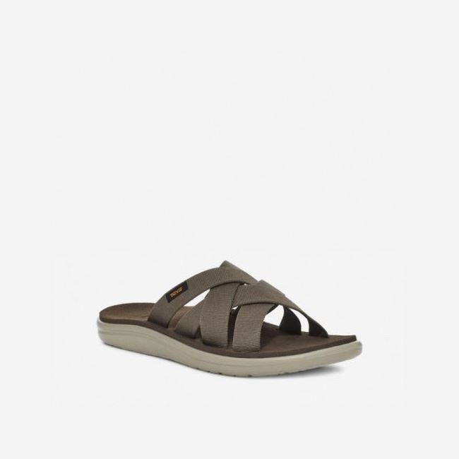 Chocolate Teva Voya Slide Men's Sandals | HC36NH2