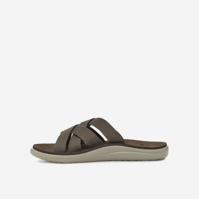 Chocolate Teva Voya Slide Men's Sandals | HC36NH2