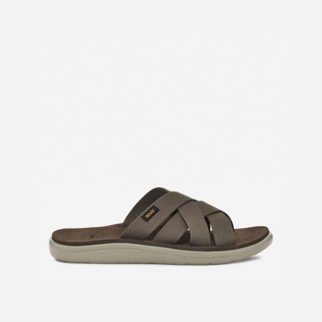 Chocolate Teva Voya Slide Men\'s Sandals | HC36NH2