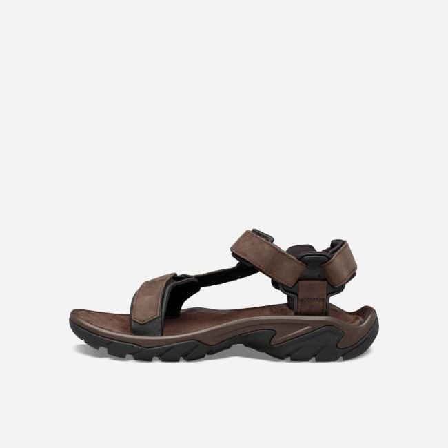 Coffee Teva Terra Fi 5 Universal Leather Men's Sandals | SWBZC9E