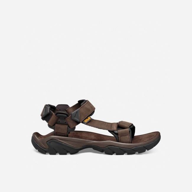 Coffee Teva Terra Fi 5 Universal Leather Men\'s Sandals | SWBZC9E