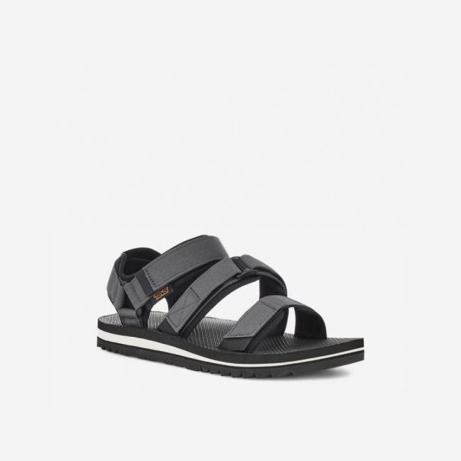 Dark Grey Teva Cross Strap Trail Men's Sandals | HHJWR4G