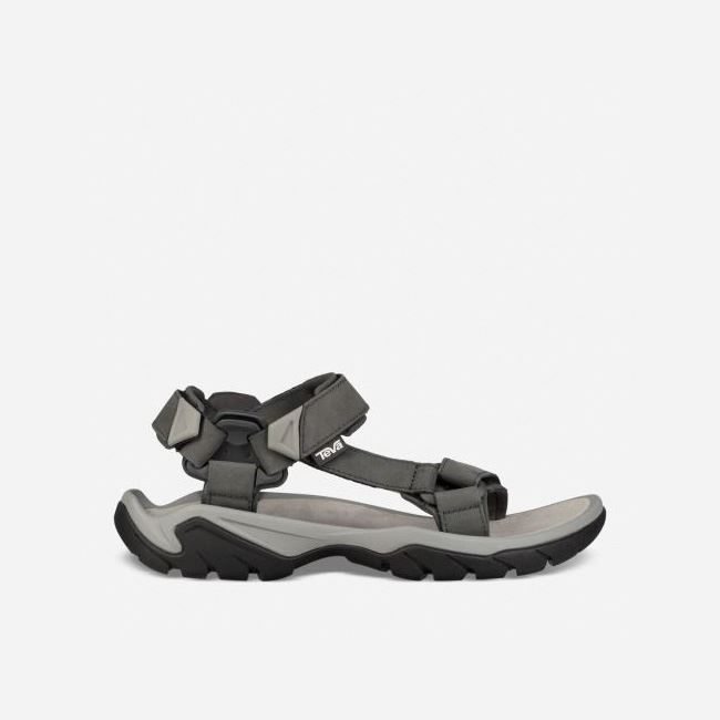 Dark Grey Teva Terra Fi 5 Universal Leather Men\'s Sandals | CW85V4P