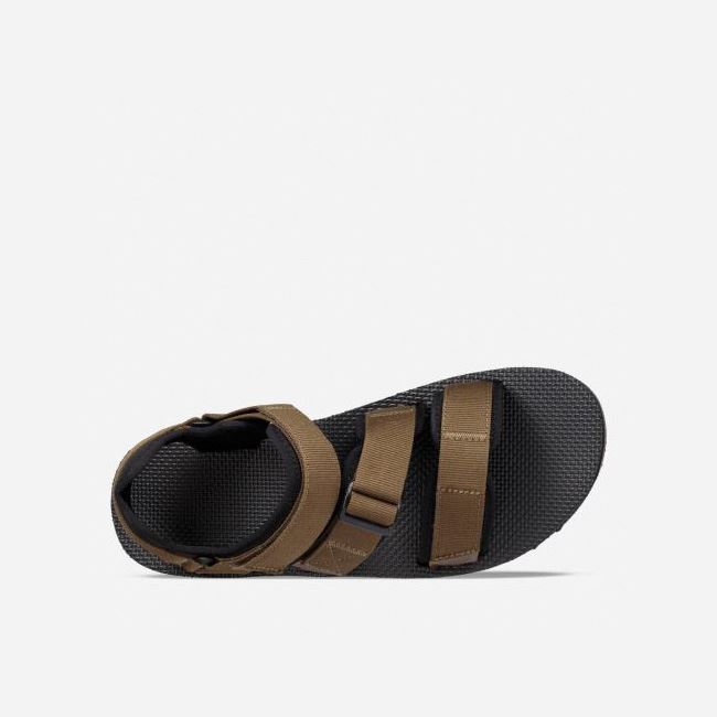 Dark Olive Teva Cross Strap Trail Men's Sandals | L1RWI7N