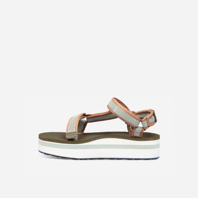 Dark Olive Teva Flatform Universal Mesh Print Women's Sandals | 7CRRV49