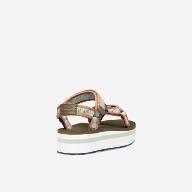 Dark Olive Teva Flatform Universal Mesh Print Women's Sandals | 7CRRV49