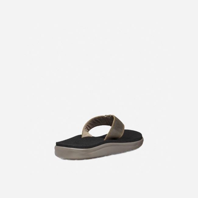 Dark Olive Teva Voya Flip Leather Men's Sandals | Z2SCUID