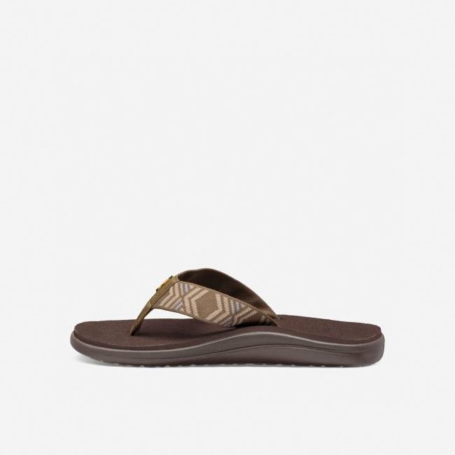 Dark Olive Teva Voya Men's Flip Flops | 08J26EQ