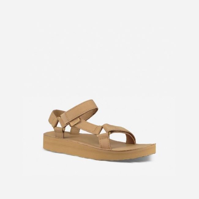 Desert Sand Teva Midform Universal Leather Women's Sandals | UIWWAUR