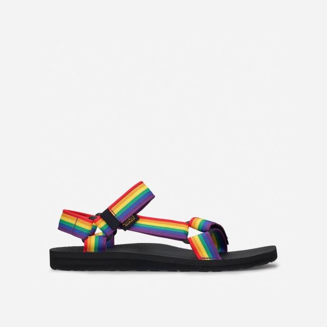 Multicolor / Black Teva Original Universal Rainbow Pride Men\'s Sandals | 0X3UWKI