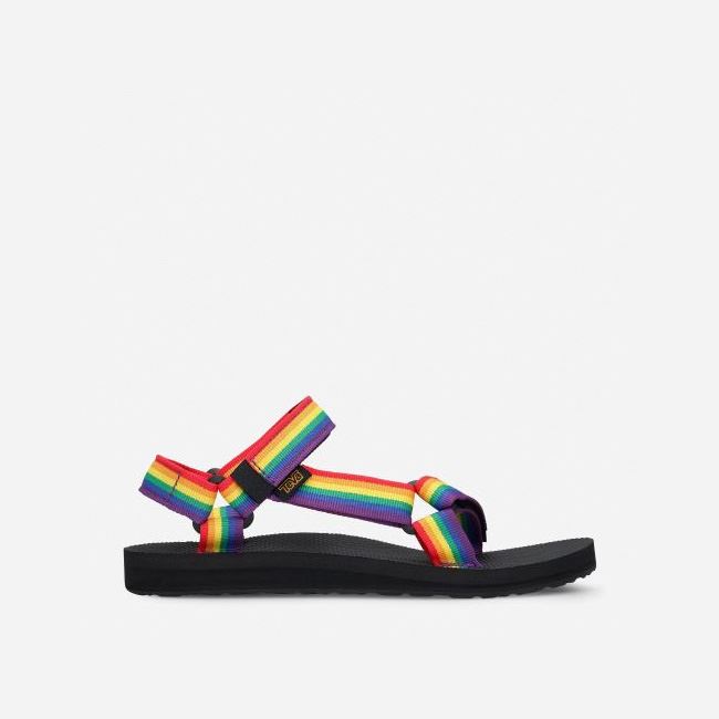 Multicolor / Black Teva Original Universal Rainbow Pride Women\'s Sandals | JEL1OD6