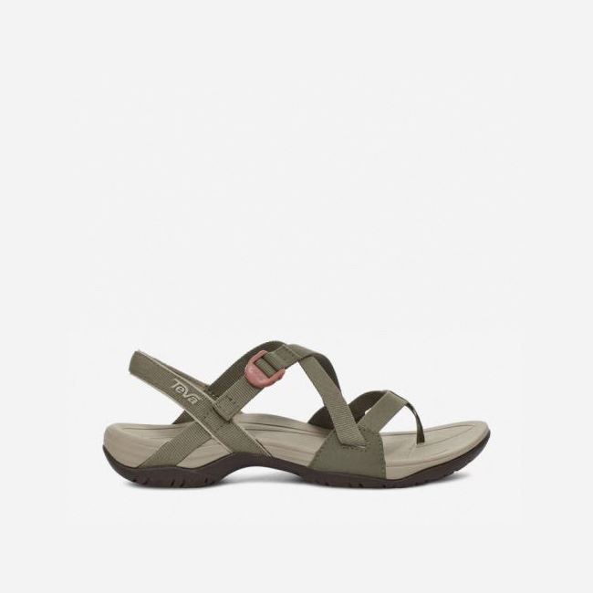 Olive Teva Ascona Cross Strap Women\'s Sandals | IMWU52W