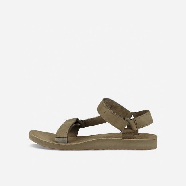 Olive Teva Original Universal Leather Men's Sandals | 5850DZE