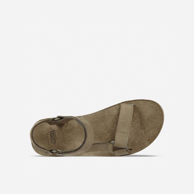 Olive Teva Original Universal Leather Men's Sandals | 5850DZE